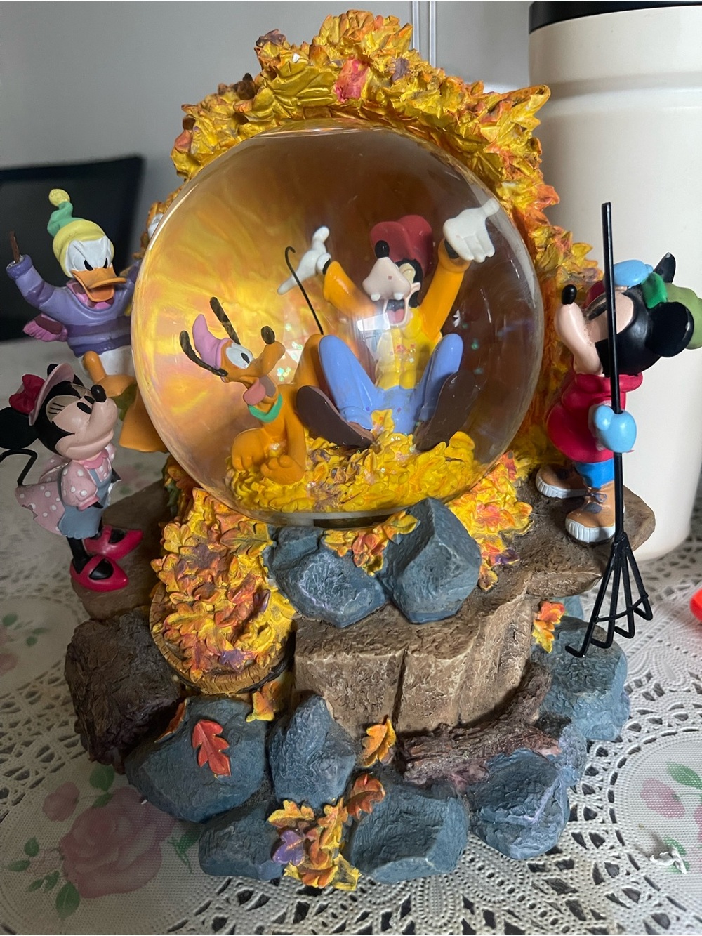 Disney Autumn Snow Globe with Goofy, Pluto